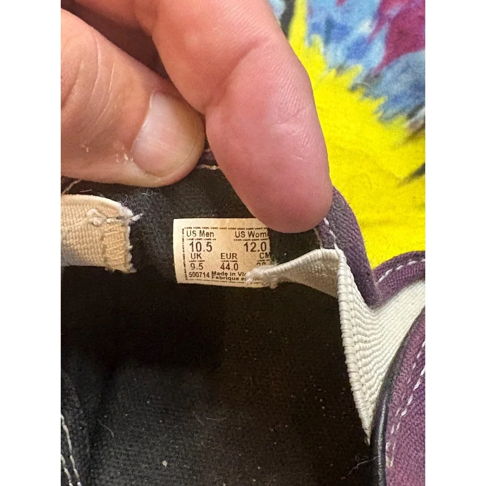 Vans Classic Slip-On Tie Dye Sunburst Purple Yellow Mens 10.5 Womens 12 Sneaker
